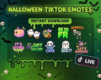 Emotes de TikTok de Halloween / Paquete de anfitrión lindo y espeluznante / es generoso, sé tan Fr, Deadass, fantasmas lindos, abejas abucheadas