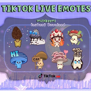 Mushroom TikTok Subscriber Emotes | Hi | Cap | Inky Cap| money | Pink Oyster Mushroom| Rage | enoki