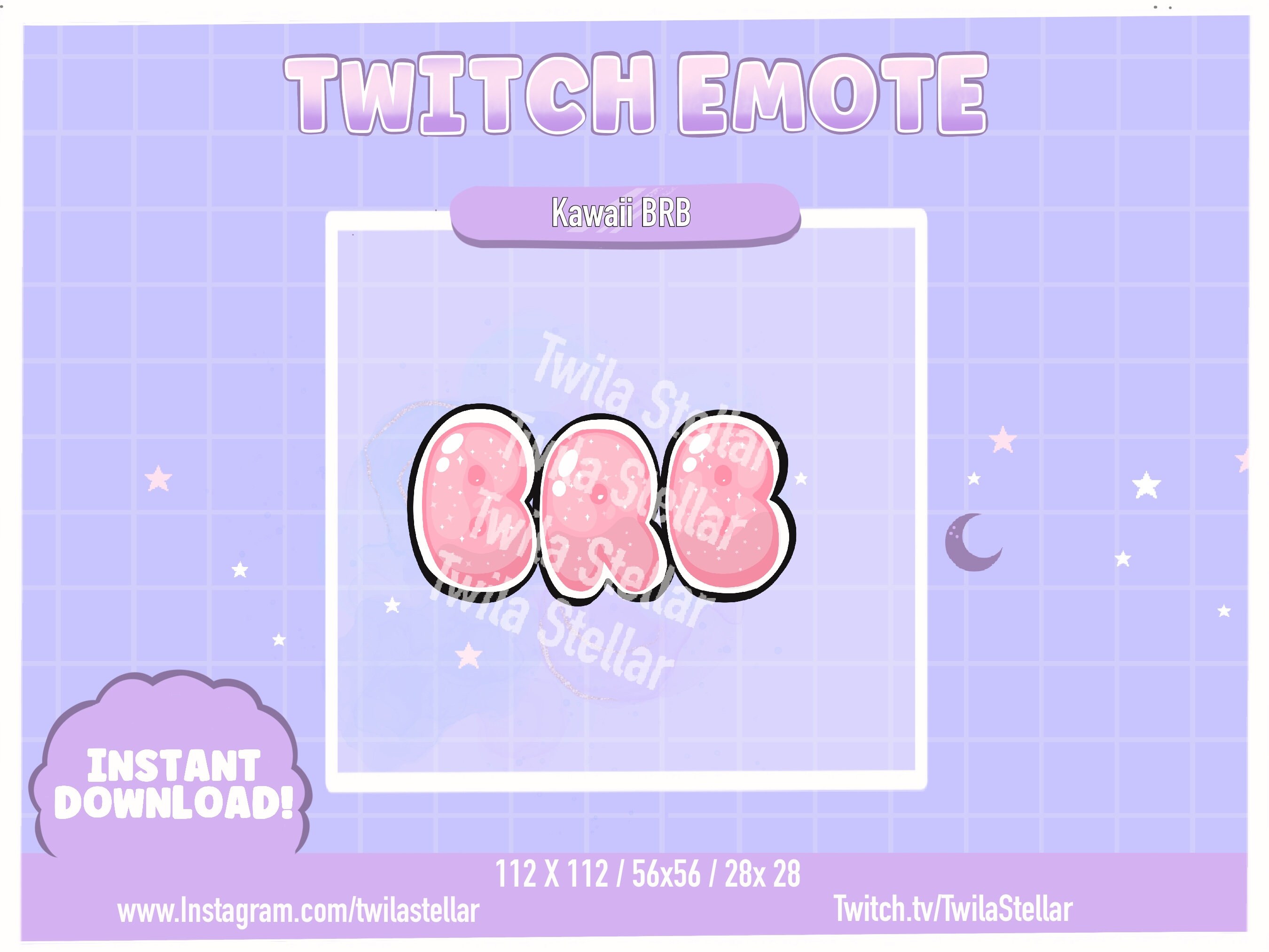 Cute Pastel Pink BRB Bubble Letter Emote Pastel kawaii streamer Twitch