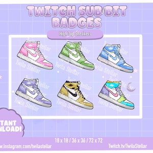 Twitch Shoe Sub Badges | Cheer Bit Badges / Retro Sneakers/ Basketball / Trainers/ Shoes| Cute | Pastel |