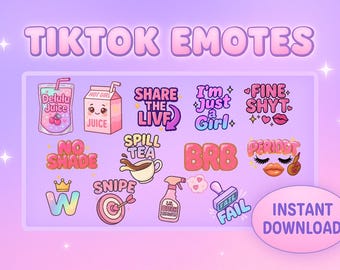 Paquete de emoticones de TikTok Live / Conjunto tierno y atrevido / Delulu Juice, Spill Tea, ¡Ya vuelvo!, Periodt, No Shade / Descarga instantánea