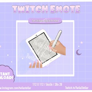Graphic Artist Hand Emote for Twitch/ Kawaii/ Cute/Tan Skin Tone/ Girly Emote