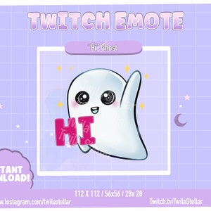 Cute Greeting Ghost Emote | Twitch Emotes | Pre made Emotes | Hi | Kawaii |  Pastel | Creepy Kawaii spooky ghosts| Halloween sub emote