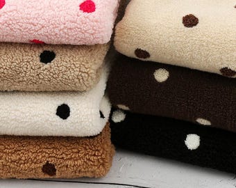 Punktfleece-Stoff, Stoff mit Punktmuster, Deckenstoff, Kuschelstoff, Minky-Stoff, Sofastoff, Jackenstoff, Plüschstoff, Stoff pro halben Yard