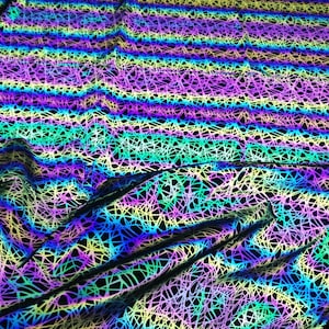 Midnight Reflective Fabric,Reflective Fabric,Laser Fabric,Iridescent Fabric,Mushroom Fabric,Rainbow Fabric,Clothes Fabric,Fabric By Yard