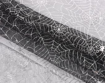 Halloween Fabric,Glitter Spider Web Fabric,Black Lace Fabric,Festive Fabric,Upholstery Fabric,Lace Fabric,Halloween Material,Fabric By Yard