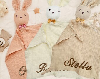 Doudou personnalisé, cadeau de Pâques pour bébé, couverture pour bébé, cadeau bébé lapin, jouet pour bébé, cadeau nouveau-né, indispensables pour bébé, déco chambre d'enfant lapin