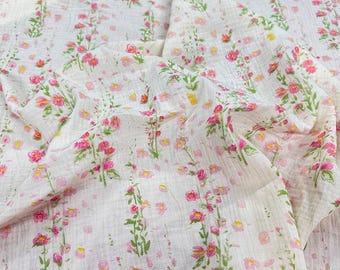 Flower Double Cotton Gauze Fabric,Cotton Gauze Fabric,Muslin Cotton Fabric,Printed Fabric,Baby Fabric,Sleepwear Fabric,Fabric By 1/2 Yard
