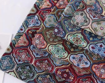 Plaid Jacquard Fabric,Upholstery Fabric,Vintage Fabric,Cushion Fabric,Sofa Fabric,Dress Fabric,Fabric By 1/2 Yard,Jacquard Fabric