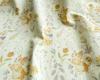60s Yarn Count Cotton Fabric,Cat Fabric,Quilting Fabric,Cotton Fabric,Curtain Fabric,Soft Fabric,Dress Fabric,Fabric By 1/2 Yard