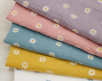 Katoenen stof bloemen, tafelkleedstof, madeliefjesstof, quiltstof, katoenen stof, bedrukte stof, jurkstof, zachte stof, stof per 1/2-yard