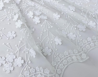 White Lace Fabric,Wedding Tulle Mesh Fabric,Veil Fabric,Wedding Lace Fabric,Bridal Dress Fabric,White Fabric,Fabric By 1/2 Yard,Dress Fabric