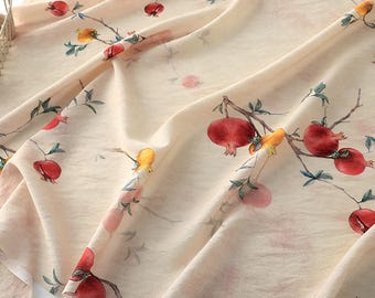 Pomegranate Printed Fabric,Printed Fabric,Upholstery Fabric,Summer Dress Fabric,Soft Fabric,Curtain Fabric,Fabric By Yard,Dress Fabric