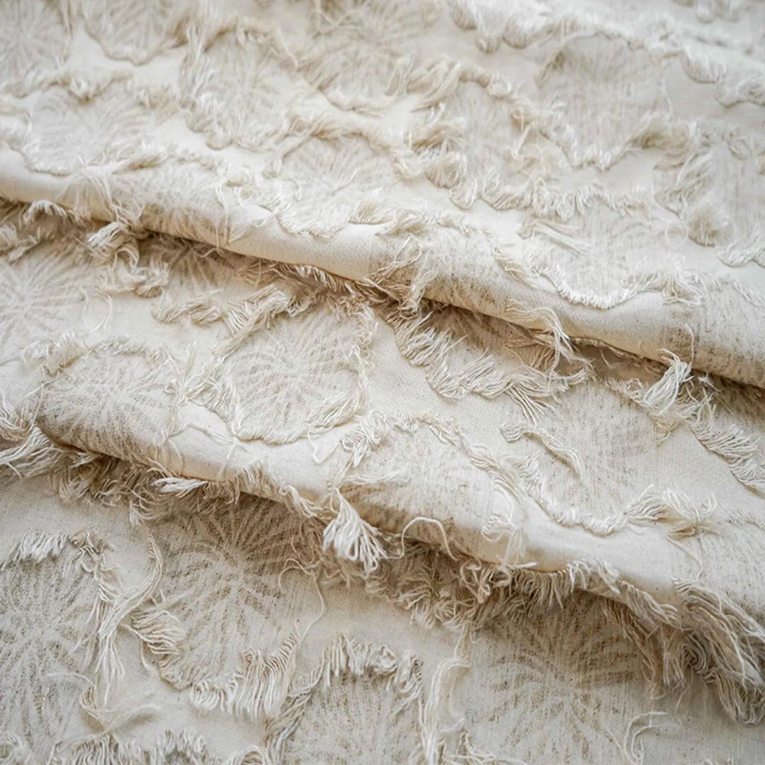 Cotton Linen Jacquard Fabric,ragged Fabric,jacquard Fabric,beige Fabric ...