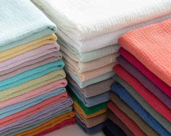 Double Cotton Gauze Fabric,Cotton Fabric,Muslin Cotton Fabric,Baby Fabric,Sleepwear Fabric,Solid Fabric,Clothes Fabric,Fabric by 1/2 yard