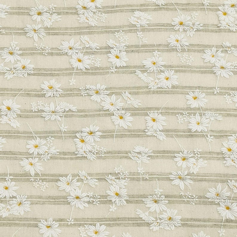 Flower Cotton Fabric,Curtain Fabric,Daisy Fabric,Quilting Fabric,Cotton Fabric,Printed Fabric,Soft Fabric,Dress Fabric,Fabric By 1/2 Yard image 5