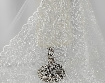 White Lace Fabric,Wedding Tulle Mesh Fabric,Veil Fabric,Wedding Lace Fabric,Bridal Dress Fabric,White Fabric,Fabric By 1/2 Yard,Dress Fabric