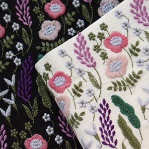 Flower Cotton Linen Fabric,Embroidered Fabric,Curtain Fabric,Summer Dress Fabric,Floral Fabric,Fabric By Yard,Cotton Fabric,Dress Fabric