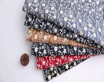 Tela de algodón con estampado floral, tela bordada, tela para cortinas, tela para vestidos de verano, tela floral, tela por medio metro, tela de algodón, tela para vestidos
