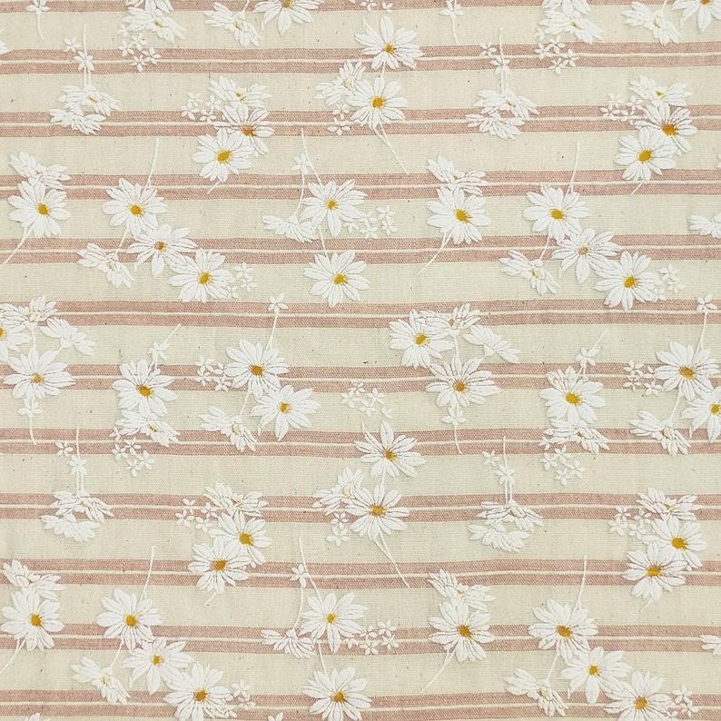Flower Cotton Fabric,Curtain Fabric,Daisy Fabric,Quilting Fabric,Cotton Fabric,Printed Fabric,Soft Fabric,Dress Fabric,Fabric By 1/2 Yard image 2