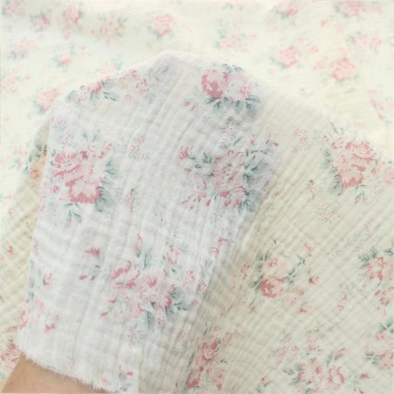 Flower Double Cotton Gauze Fabric,Cotton Gauze Fabric,Muslin Cotton Fabric,Printed Fabric,Baby Fabric,Sleepwear Fabric,Fabric By 1/2 Yard