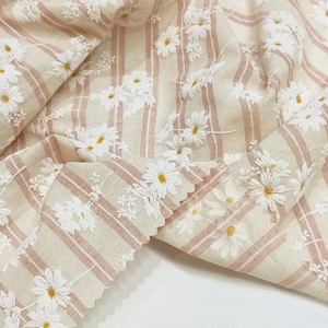 Flower Cotton Fabric,Curtain Fabric,Daisy Fabric,Quilting Fabric,Cotton Fabric,Printed Fabric,Soft Fabric,Dress Fabric,Fabric By 1/2 Yard image 3
