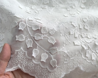 Tissu en coton brodé blanc,Tissu blanc,Tissu pour robe d'été,Tissu doux,Tissu brodé,Tissu par 1/2 mètre,Tissu en coton