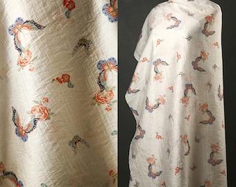 Met vlinder bedrukte tencelstof, bedrukte stof, vlinderstof, zomerjurkstof, zachte stof, stof op 1/2-yard, jurkstof