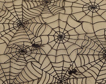 Halloween Fabric,Spider Web Fabric,Black Lace Fabric,Festive Fabric,Upholstery Fabric,Lace Fabric,Tablecloth Fabric,Fabric By Yard