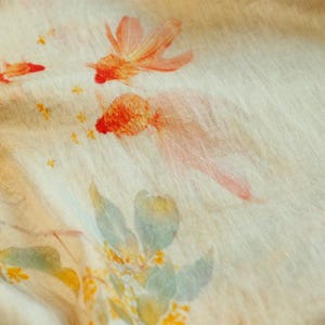 Goldfish Printed Tencel Fabric,Printed Fabric,Goldfish Fabric,Summer Dress Fabric,Soft Fabric,Flower Fabric,Fabric By 1/2 Yard,Dress Fabric