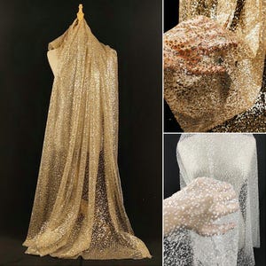 Tela de malla con lentejuelas, tela de malla de tul, tela con lentejuelas, tela para bodas, tela para velos, tela dorada, tela con purpurina, tela cortada a medida, tela para vestidos