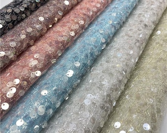 Sequin Lace Fabric,Glitter Fabric,Clear Sequin Fabric,Dress Fabric,Clothes Fabric,Fashion Fabric,Upholstery Fabric,Fabric By 1/2 Yard