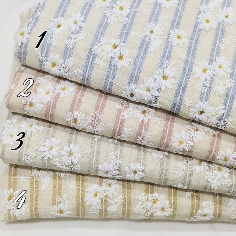 Flower Cotton Fabric,Curtain Fabric,Daisy Fabric,Quilting Fabric,Cotton Fabric,Printed Fabric,Soft Fabric,Dress Fabric,Fabric By 1/2 Yard image 9