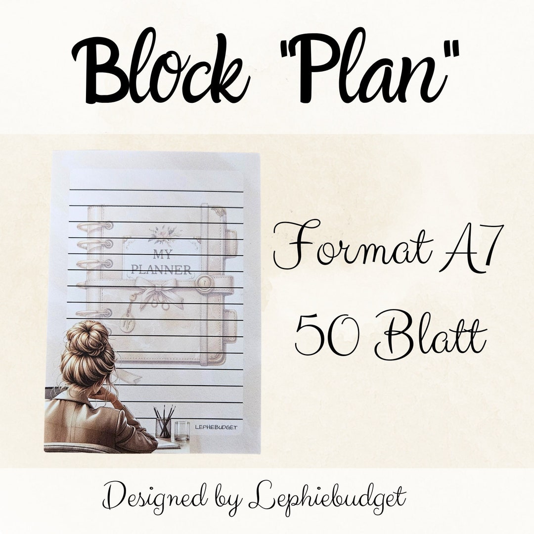 Block plan / Format A7 / Notepad - Etsy