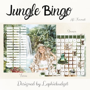 Jungle Bingo / Klappkarte / Umschlagmethode / Passend A6 Binder