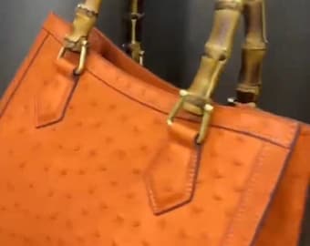 Ostrich leather handbag