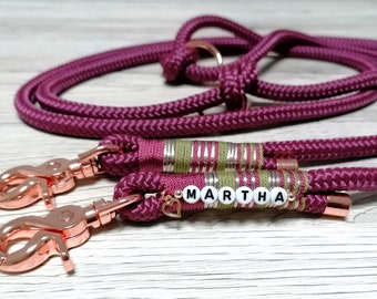 Personalized dog leash made of PPM rope, personalized, individual, unique, paracord, leash with name