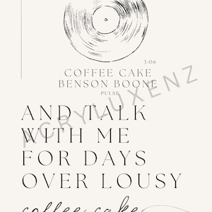 Benson Boone - Coffee Cake Poster Bundle Lyric Art Record, Fireworks and Rollerblades, Pulse