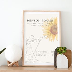 Benson Boone Fireworks and Rollerblades Tour Australia and New Zealand Dates Poster Print