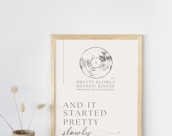 Póster de Benson Boone "Pretty Slowly", álbum de arte lírico, fuegos artificiales y patines en línea