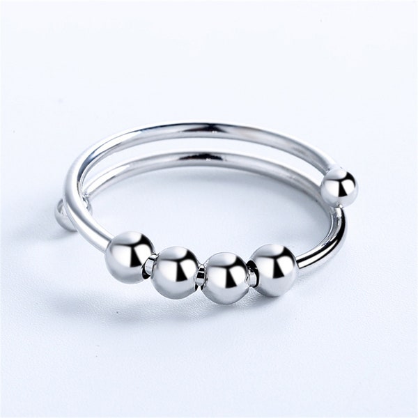 Stress relief rings, Anti-anxiety rings, Meditation rings, Spinning beads, Gifts for friends, Gift cards,Adjustable opening