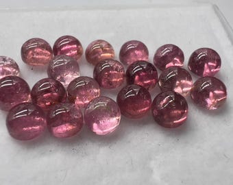 Natural Pink Tourmaline Cabochons 10 Ct Lot, Round Loose Gemstones, Pink Tourmaline Cabochon Stones, Jewelry Making Supplies, Gemstone Lot