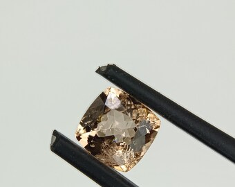 Peach Tourmaline Gemstone, 1.07 Carat Cushion Cut Loose Stone