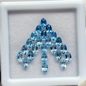 AA Quality Aquamarine 5x3mm Oval Calibrated Stones – 5.10 Carat Total Weight – Natural Blue Aquamarine Parcel for Jewelry Making – Loose Gem