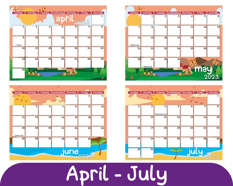 2022 2023 School Year Calendar Printable Kid Calendar For Etsy Canada