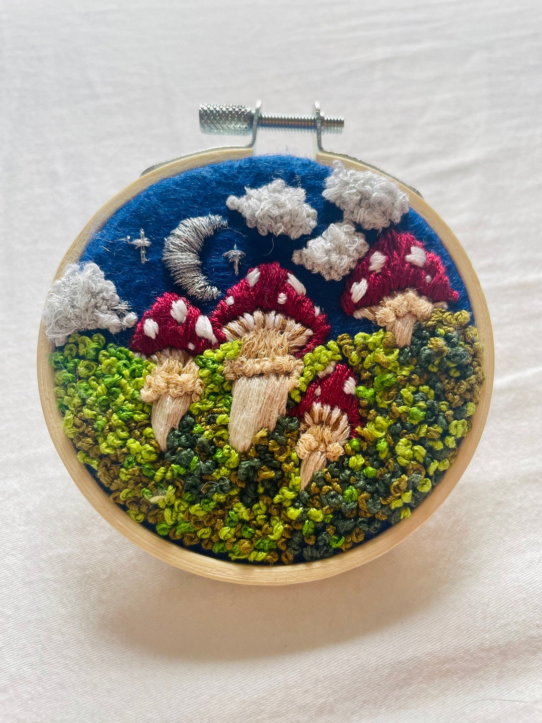 Mushrooms and Moss Forest Theme Embroidery Hoop Art FINISHED PIECE Etsy