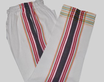 En solde Pantalon Kikoy blanc gris fait main 100 % coton Kikoi pour homme femme Vêtements de vacances unisexe cadeau Beachwear Kenya été africain Boho Fit