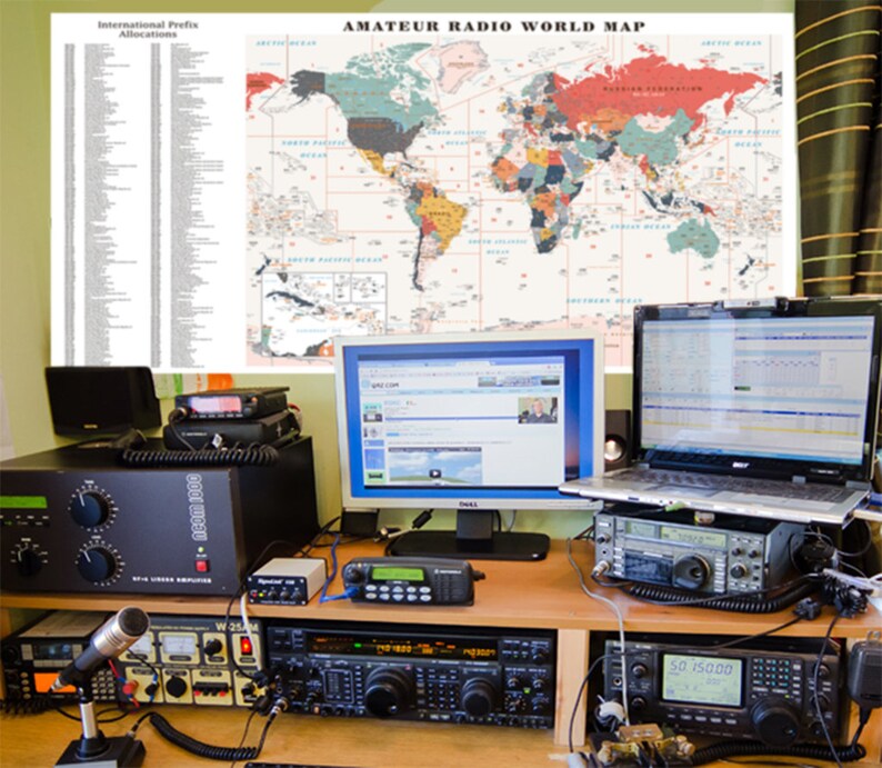 XXL Amateur Radio World Map With Radio Prefixes and CQ Zones Etsy