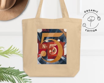 Charles Demuth’s I Saw the Figure 5 in Gold Certified Organic Eco Friendly Tote Bag | High Quality Famous Painting Canvas Bag | Artsy Bags