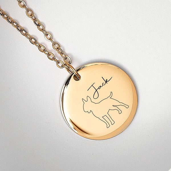 Collier de chien personnalisé pour amoureux des animaux de compagnie, Bull Terrier Collier de maman de chien Pendentif de disque d’animal gravé, Bull Terrier Dog Memorial Gift